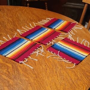 Colorful Woven Coasters Set Of 4